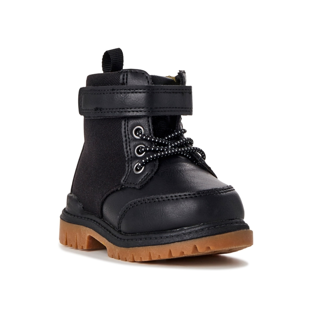 Combat Baby boy Boots shoes easy on/off Black